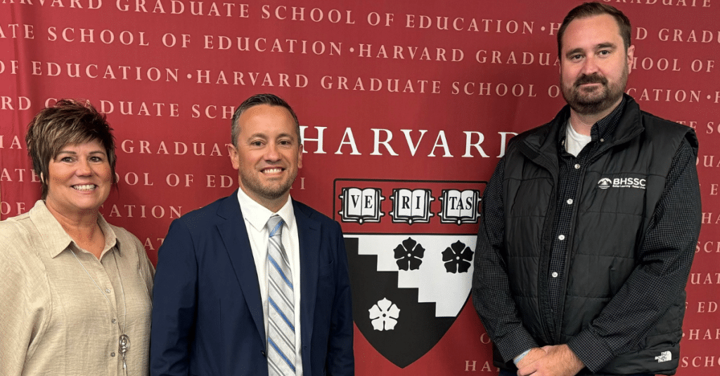 Compass Learning Specialist, Dr. Ryan Young, began his fellowship at Harvard University for Cohort 16 of The Strategic Data Project! We're looking forward to seeing what this brings for BHSSC as Ryan learns from the experience of Harvard's specialists in the data field and consultants from across the country. Pictured L-R: BHSSC Deputy Director, Dr. Pam Lange, Dr. Ryan Young, Compass Director, Dr. Kyle Laughlin standing in front of Harvard Graduate School sign