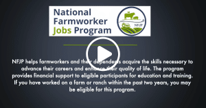 video intro slide with NFJP logo and video play button